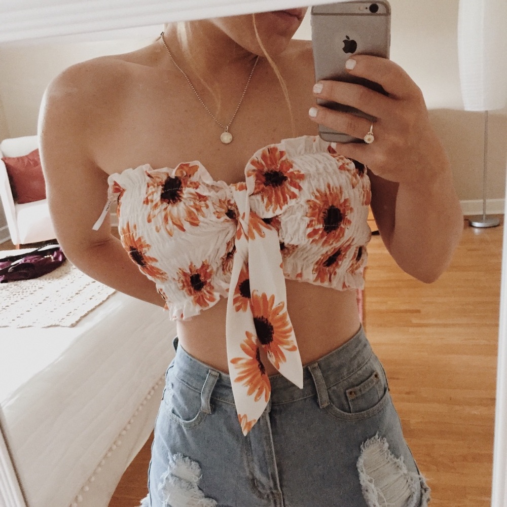 Sun flower bandeau tube top